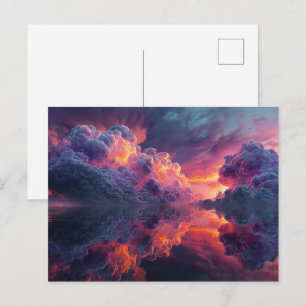 Surrealistische gloeiende zonsondergang wolken wee briefkaart