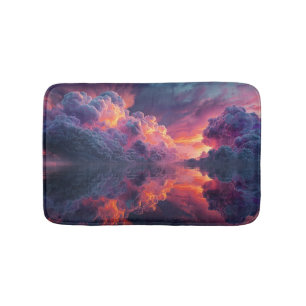 Surrealistische gloeiende zonsondergangswolken wee badmat