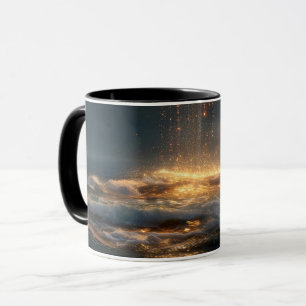 SURREALISTISCHE GOUDEN HALVE MAAN BOVEN DE OCEAAN MOK
