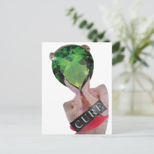 Surrealistische groene edelsteen dame collage briefkaart