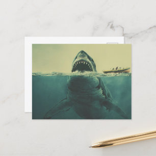 Surrealistische haai en boot briefkaart