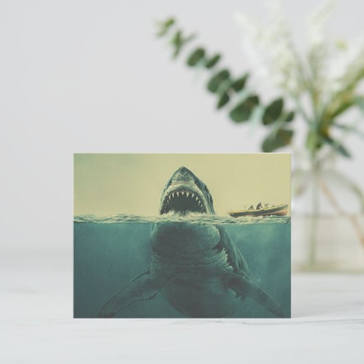 Surrealistische haai en boot briefkaart (Staand voorkant)
