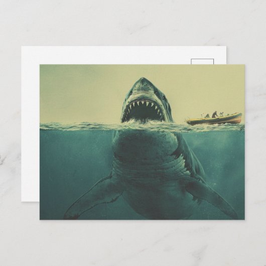 Surrealistische haai en boot briefkaart (Voorkant / Achterkant)