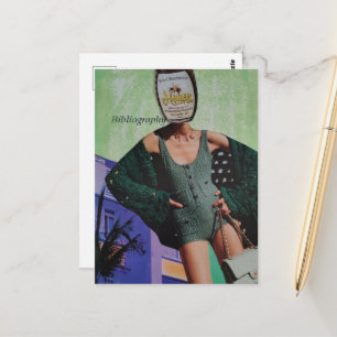 Surrealistische honingfles vrouw mixed media colla briefkaart