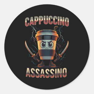 Surrealistische Italiaanse Brainrot Cappuccino Ino Ronde Sticker