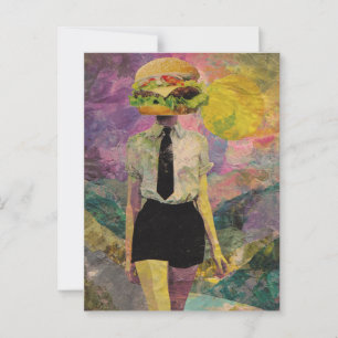 Surrealistische Kaasburger Vrouw Mixed Media Briefkaart