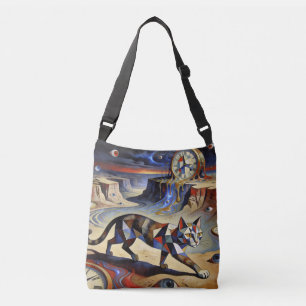 Surrealistische kat die klokken smelt, Dali Picass Crossbody Tas