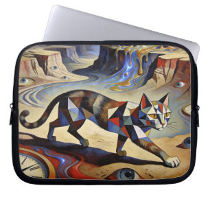 Surrealistische kat die klokken smelt, Dali Picass Laptop Sleeve