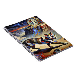 Surrealistische kat die klokken smelt Dali Picasso Notitieboek
