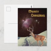 Surrealistische kerst rendieren in de ruimte briefkaart (Voorkant / Achterkant)