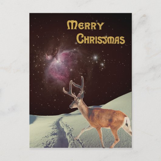 Surrealistische kerst rendieren in de ruimte briefkaart (Voorkant)