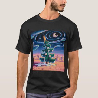Surréalistische kerstboom met gemberkoek topper t-shirt