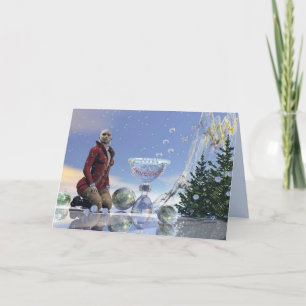 Surrealistische Kerstkaart met Vrouw & aangepaste Feestdagen Kaart