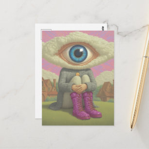 surrealistische kunst Haar hoofd in de wolken Briefkaart