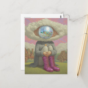 surrealistische kunst hoofd in de wolken disco sti briefkaart