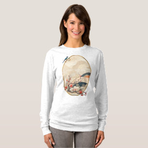 Surrealistische kunst met bloemen & vogels t-shirt