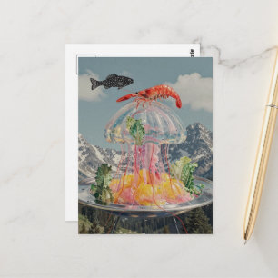 Surrealistische kwal collage briefkaart