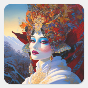 Surrealistische Lady Fantasy Kunst Vierkante Sticker