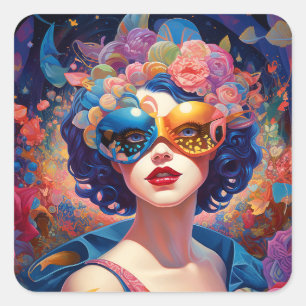 Surrealistische Lady Fantasy Kunst Vierkante Sticker
