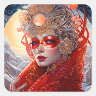 Surrealistische Lady Fantasy Kunst Vierkante Sticker