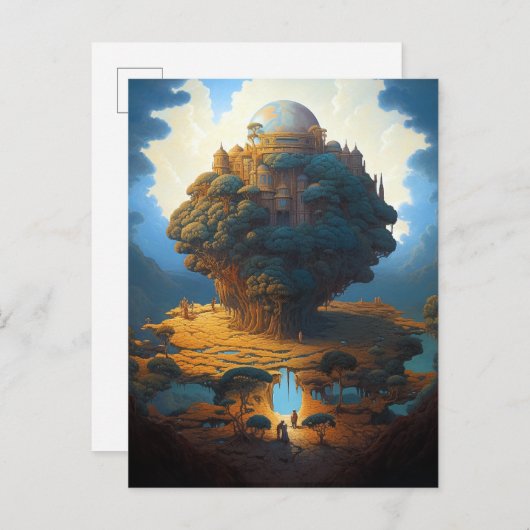 Surrealistische Landschap Earth Tower Fantasy Art Briefkaart (Voorkant / Achterkant)