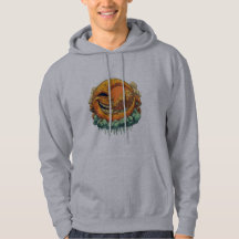 Surrealistische Maan Vuur Tattoo Stijl Hoodie