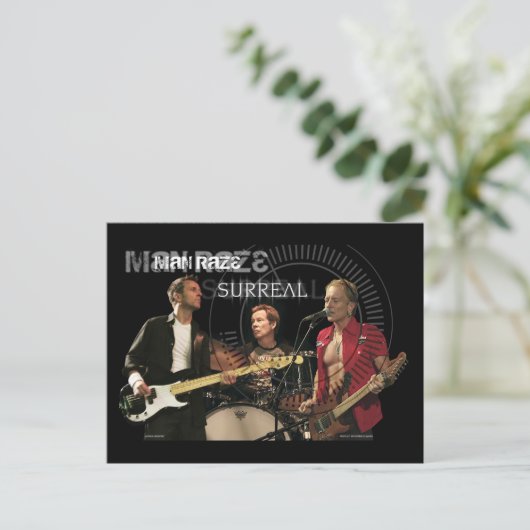 surrealistische man raze band briefkaart (Staand voorkant)