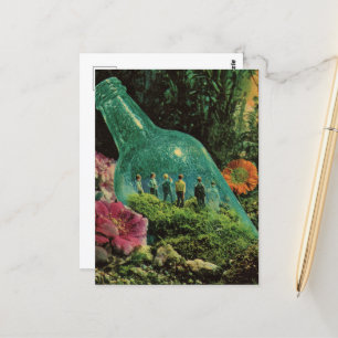 Surrealistische mensen in een fles briefkaart