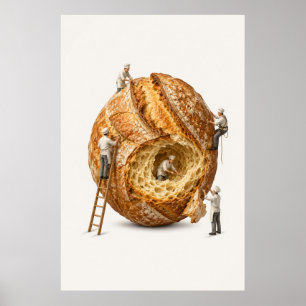 Surrealistische Miniatuurkoks die Werken Aan Reusa Poster