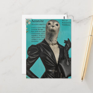 Surrealistische mode zeehond collage briefkaart