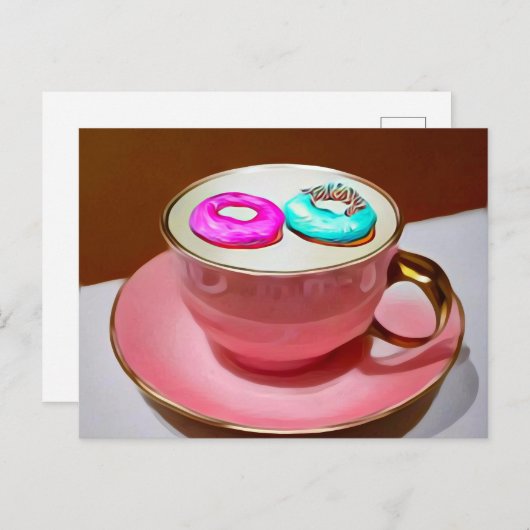 Surrealistische  Mok met drijvende donuts Briefkaart (Voorkant / Achterkant)