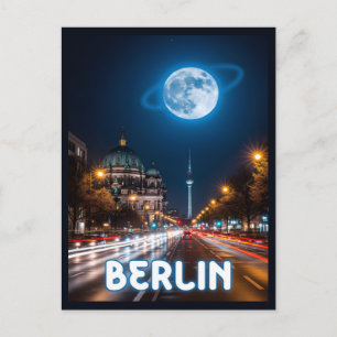Surrealistische nacht uitzicht van Berlijn Briefkaart