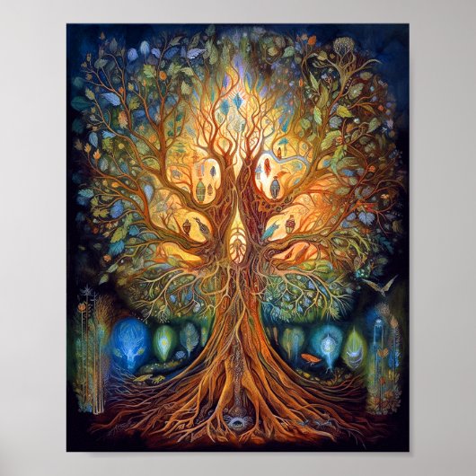 Surrealistische Natuur van de levensboom Poster (Voorkant)