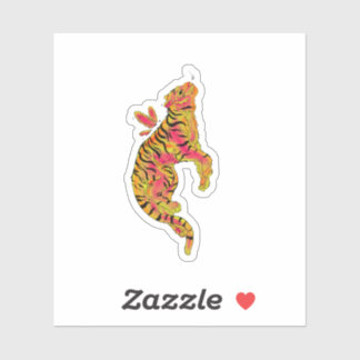 Surrealistische neon tijger sticker