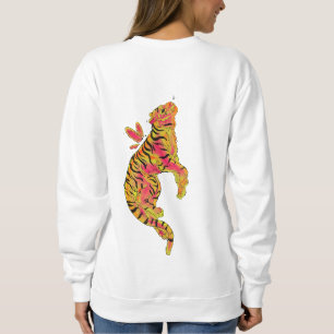 Surrealistische neon tijger trui