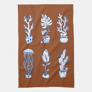 Surrealistische Oceaan Botanicals Theedoek