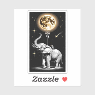 SURREALISTISCHE OLIFANT MET GLOEIENDE VOLLE MAANBA STICKER