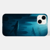 Surrealistische onderwaterstad iPhone Case (Achterkant (horizontaal))
