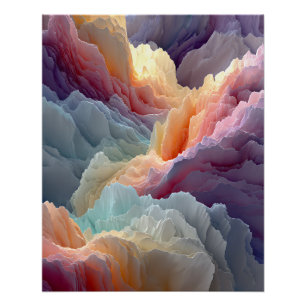 Surrealistische Pastel Regenboog Bergen Fantasie L Perfect Poster