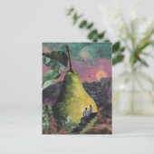 surrealistische perencollage briefkaart (Staand voorkant)