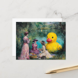 Surrealistische picknick in het park met een reusa briefkaart