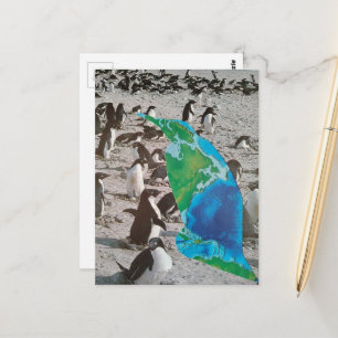 Surrealistische pinguïns wildcollage briefkaart