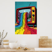 Surrealistische Pop Art: Rainbow op het scherm Poster (Keuken)