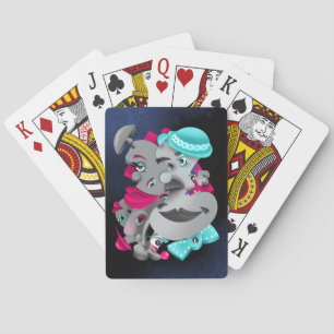 Surrealistische puzzel gezichten speelkaarten
