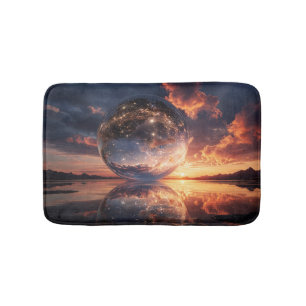 Surrealistische reflecterende bol met sterren badmat