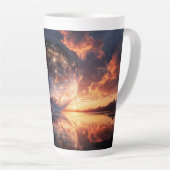 Surrealistische reflectieve bol met sterren latte mok (Rechterhoek)