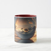 Surrealistische reflectieve bol met zonsondergangs mok (Midden)