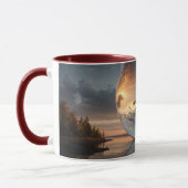 Surrealistische reflectieve bol met zonsondergangs mok (Links)