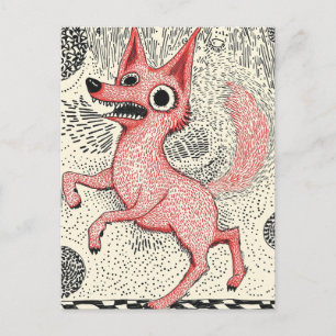 Surrealistische rode vosillustratie - eigenzinnige briefkaart