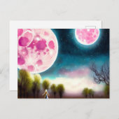 Surrealistische roze moons briefkaart (Voorkant / Achterkant)